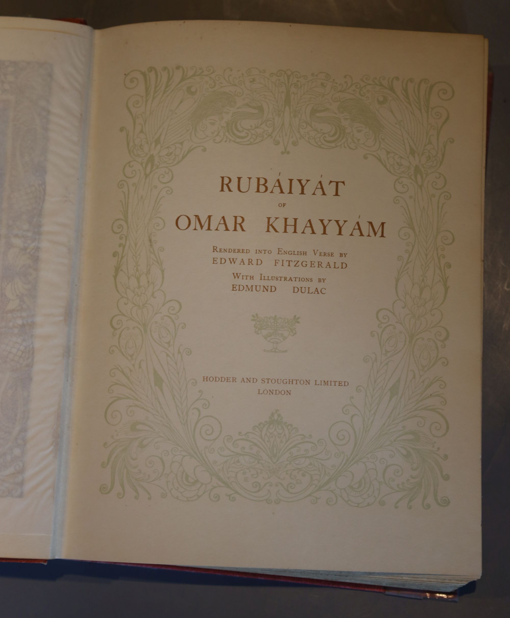 Rubaiyat of Omar Khayyam, Rendered into English Verse by Edward Fitzgerald, with illustrations by Edmund Dulac, decorated and coloured